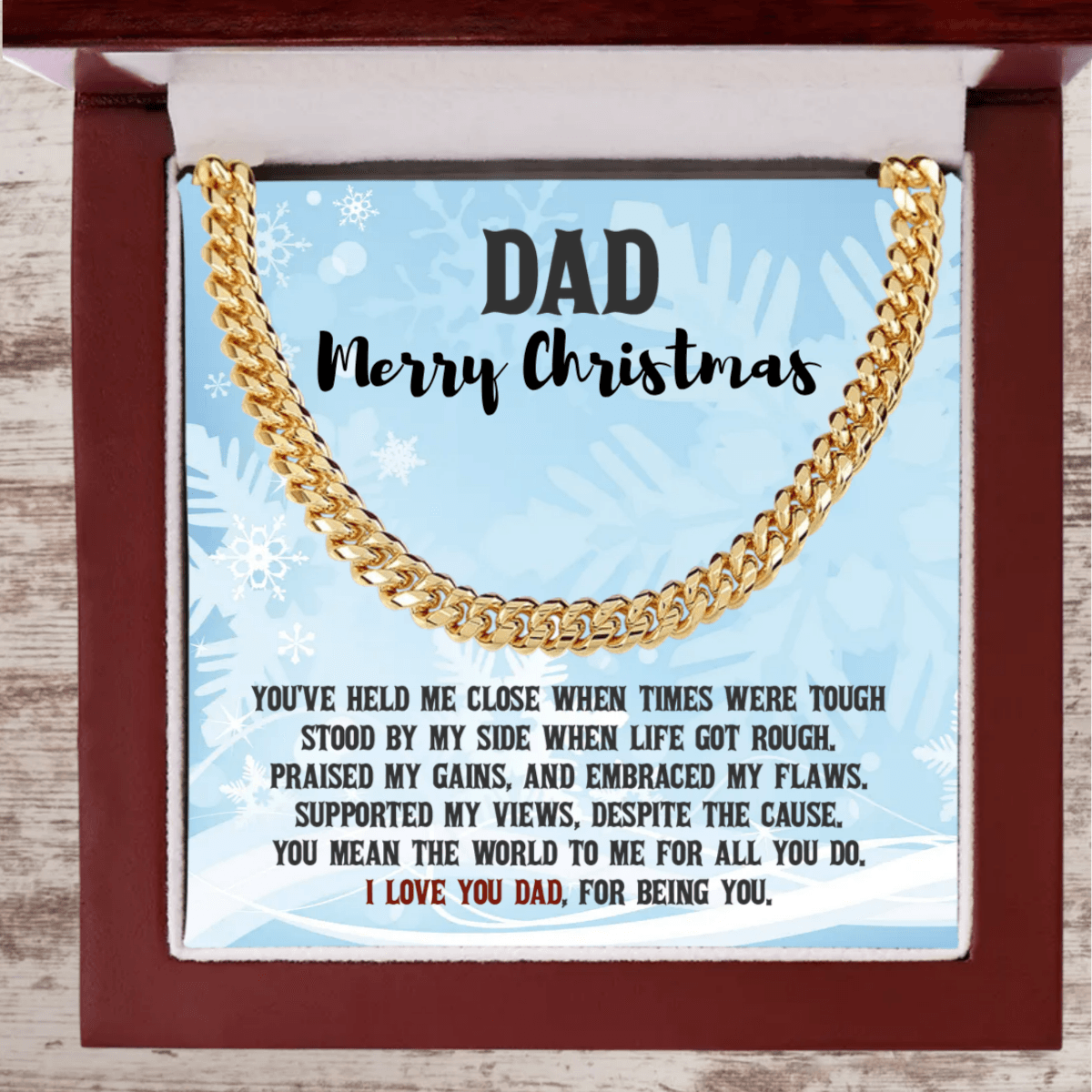 Dad Birthday, Christmas, Father's Day Personalized Cuban Link Chain Necklace - You Mean the World to Me - Mallard Moon Gift Shop