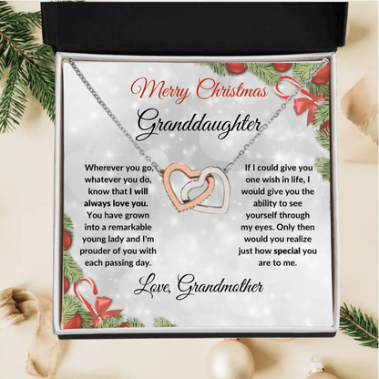 Christmas Gift for Granddaughter Interlocking Hearts Pendant Necklace - Mallard Moon Gift Shop