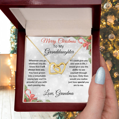Christmas Gift for Granddaughter Interlocking Hearts Pendant Necklace - Mallard Moon Gift Shop