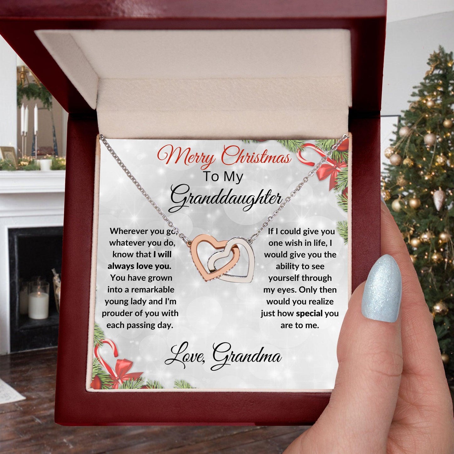 Christmas Gift for Granddaughter Interlocking Hearts Pendant Necklace - Mallard Moon Gift Shop