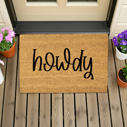 Rustic Howdy Welcome Doormat – Country Farmhouse Coir Entry Mat | Southern Greeting Door Mat | Western Home Décor Gift - Mallard Moon
