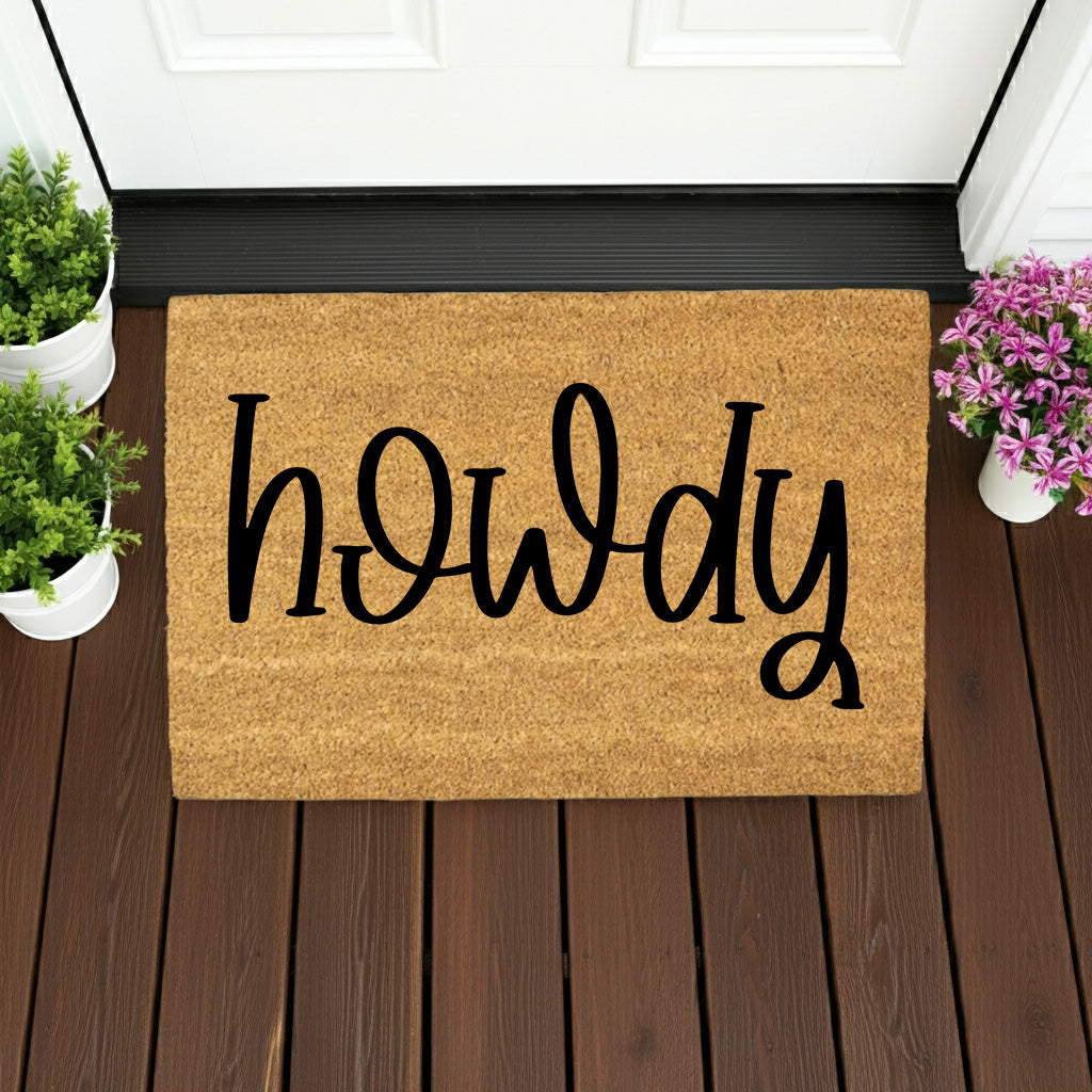 Rustic Howdy Welcome Doormat – Country Farmhouse Coir Entry Mat | Southern Greeting Door Mat | Western Home Décor Gift - Mallard Moon