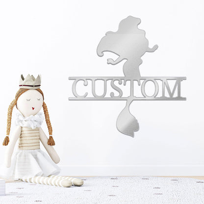 Princess Silhouette Monogram Metal Art Steel Wall Sign - Mallard Moon Gift Shop