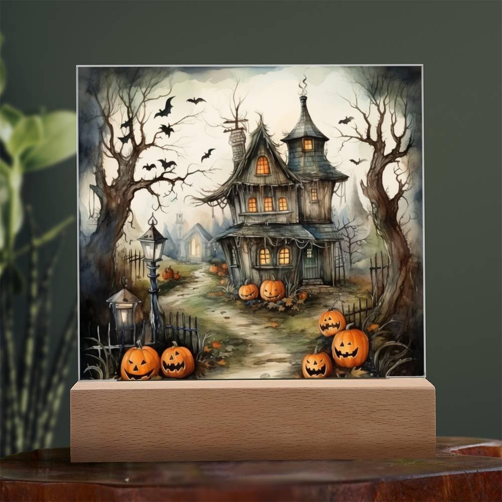 Midnight Manor: Premium Acrylic Halloween Plaque - Mallard Moon Gift Shop