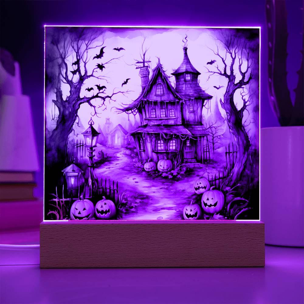Midnight Manor: Premium Acrylic Halloween Plaque - Mallard Moon Gift Shop