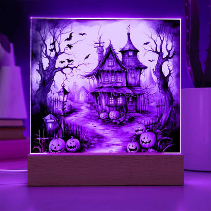 Midnight Manor: Premium Acrylic Halloween Plaque - Mallard Moon Gift Shop
