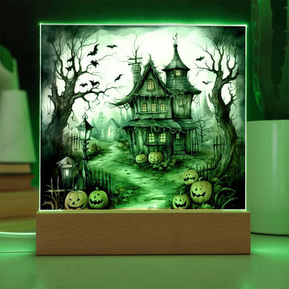 Midnight Manor: Premium Acrylic Halloween Plaque - Mallard Moon Gift Shop