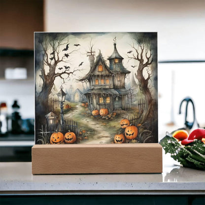Midnight Manor: Premium Acrylic Halloween Plaque - Mallard Moon Gift Shop