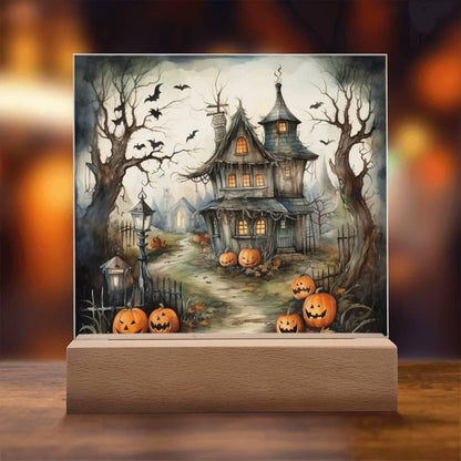 Midnight Manor: Premium Acrylic Halloween Plaque - Mallard Moon Gift Shop