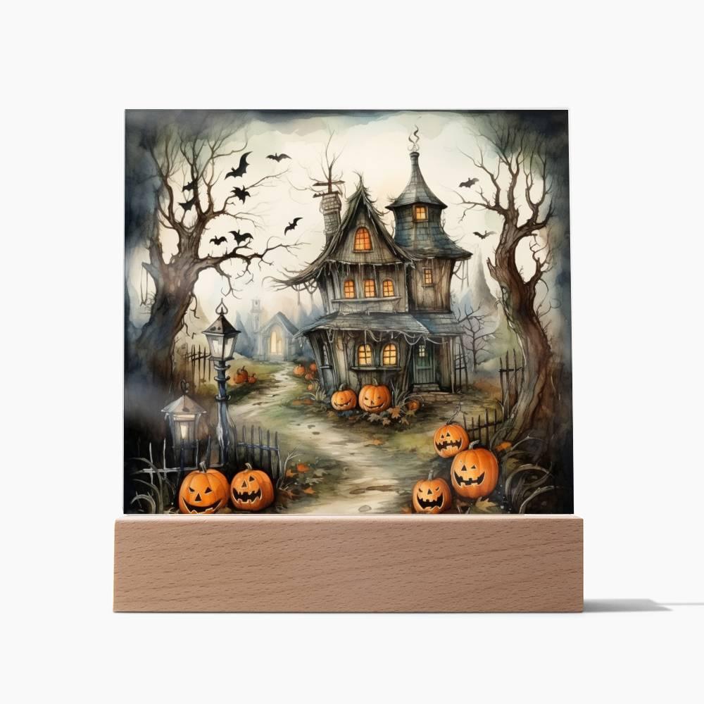 Midnight Manor: Premium Acrylic Halloween Plaque - Mallard Moon Gift Shop