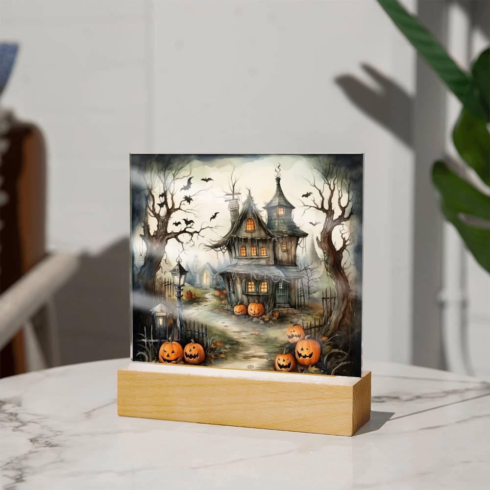 Midnight Manor: Premium Acrylic Halloween Plaque - Mallard Moon Gift Shop
