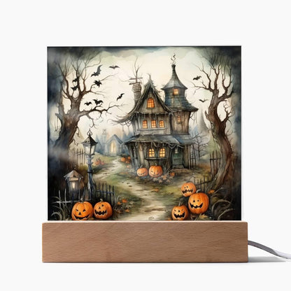 Midnight Manor: Premium Acrylic Halloween Plaque - Mallard Moon Gift Shop