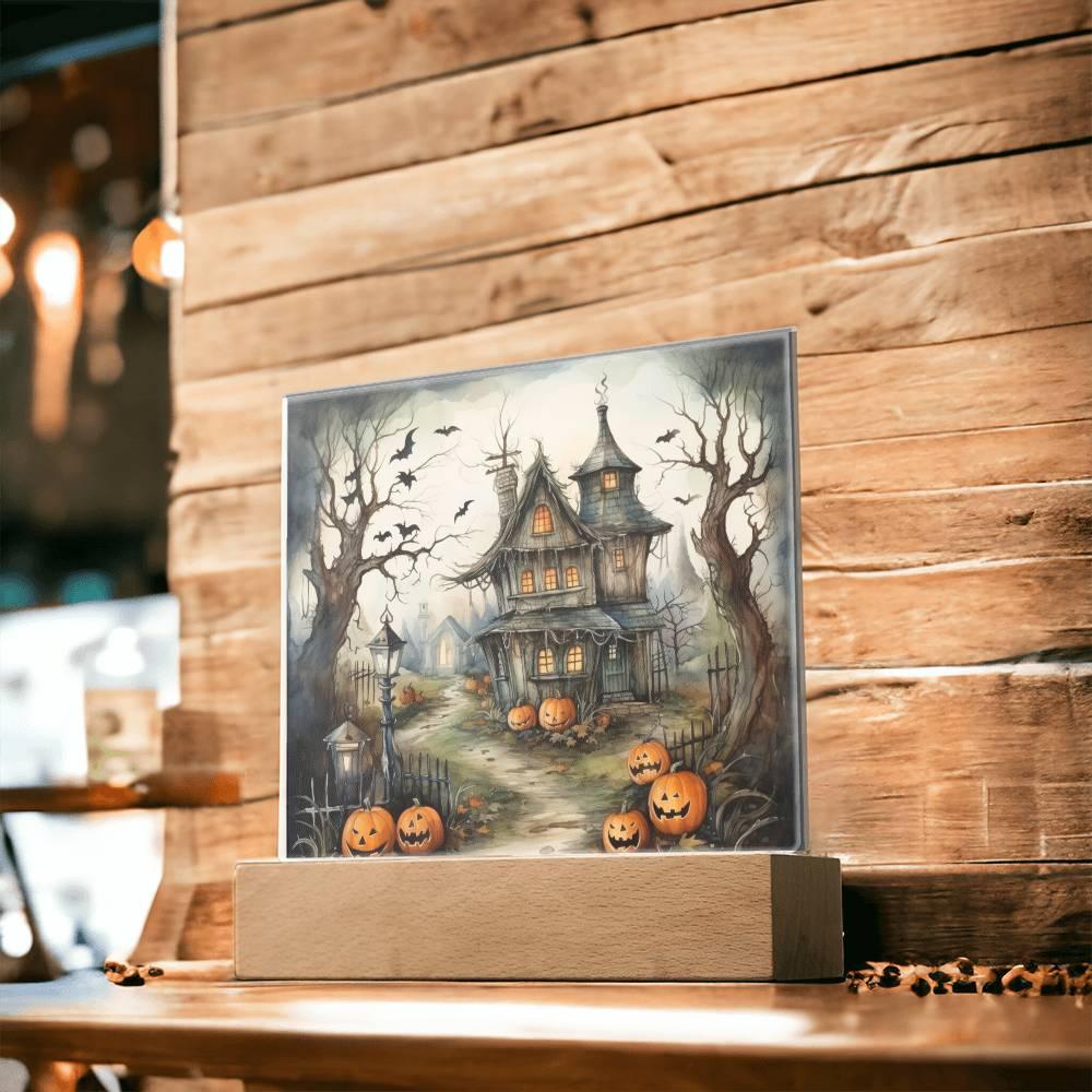Midnight Manor: Premium Acrylic Halloween Plaque - Mallard Moon Gift Shop
