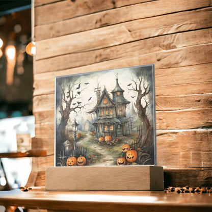 Midnight Manor: Premium Acrylic Halloween Plaque - Mallard Moon Gift Shop