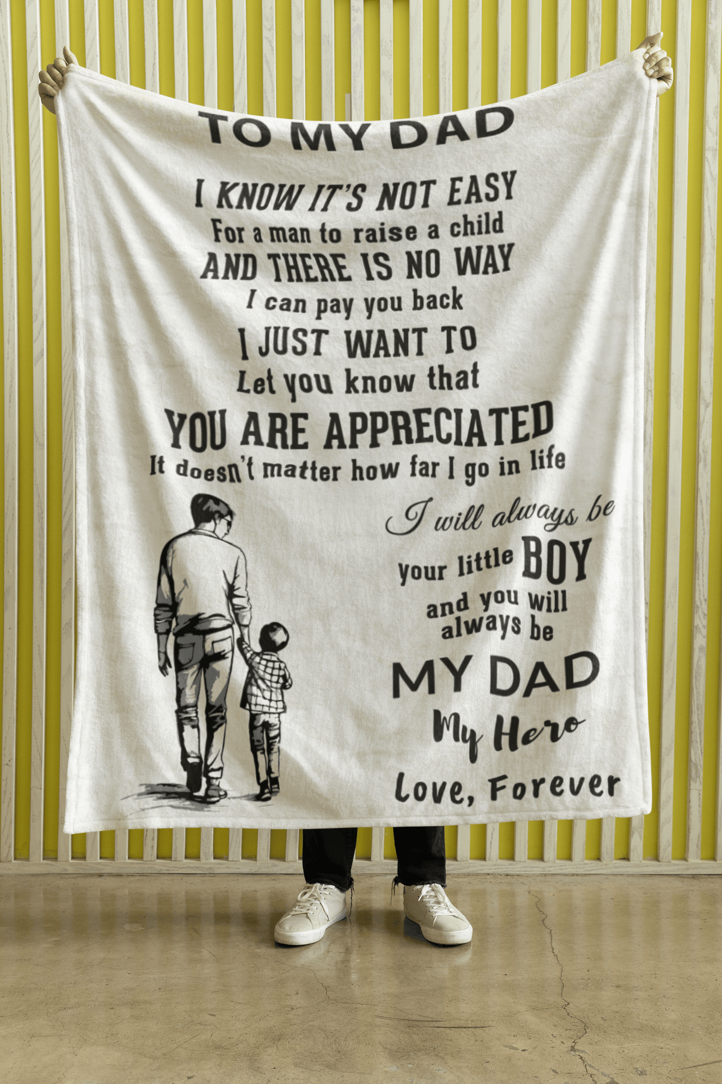 To My Dad -  I Will Always Be Your Little Boy Personalized Jersey Fleece Blanket - Mallard Moon Gift Shop