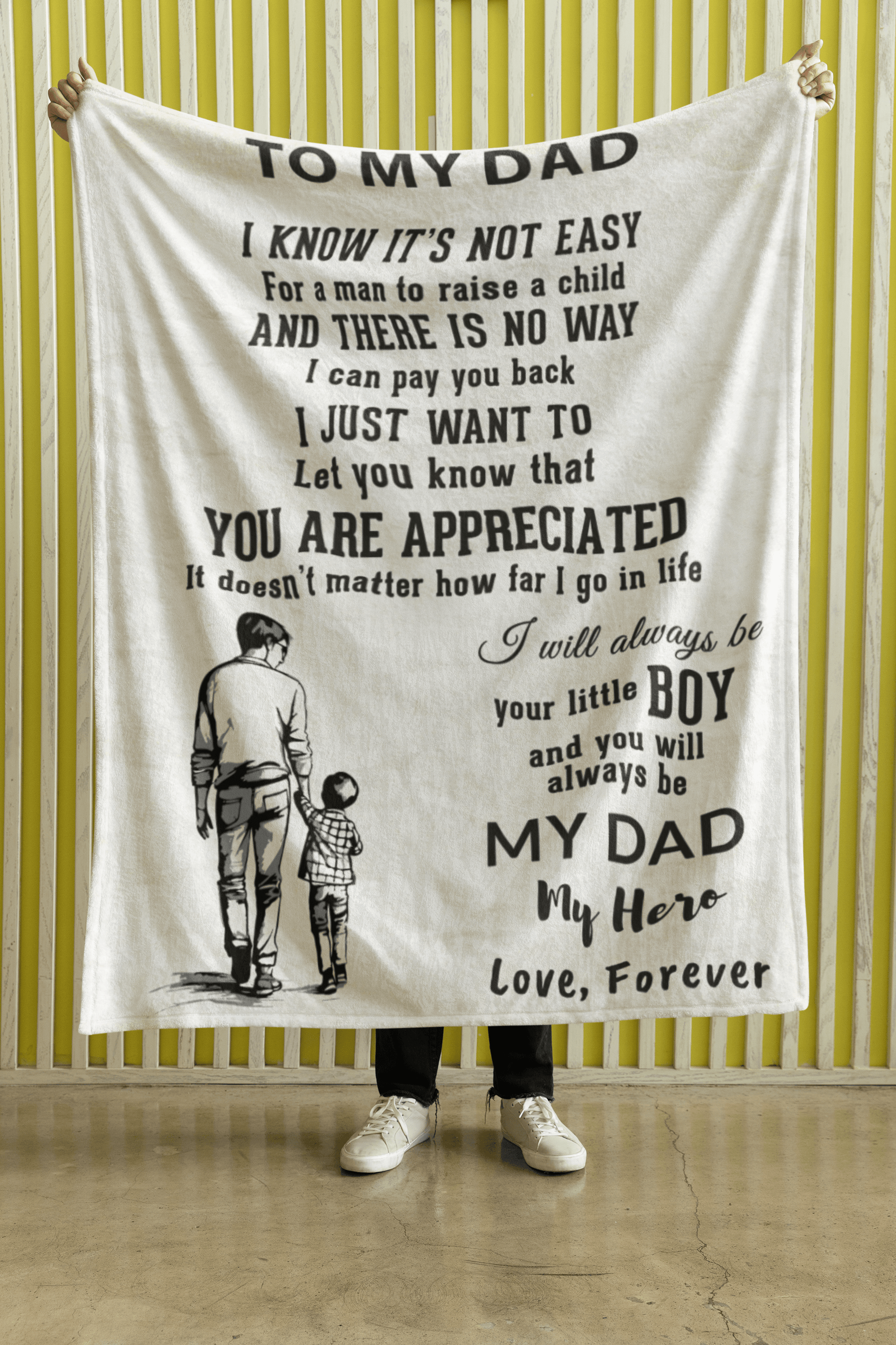 To My Dad -  I Will Always Be Your Little Boy Personalized Jersey Fleece Blanket - Mallard Moon Gift Shop
