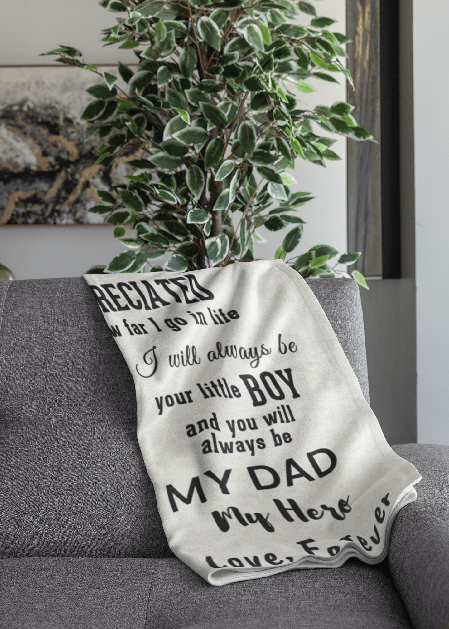 To My Dad -  I Will Always Be Your Little Boy Personalized Jersey Fleece Blanket - Mallard Moon Gift Shop