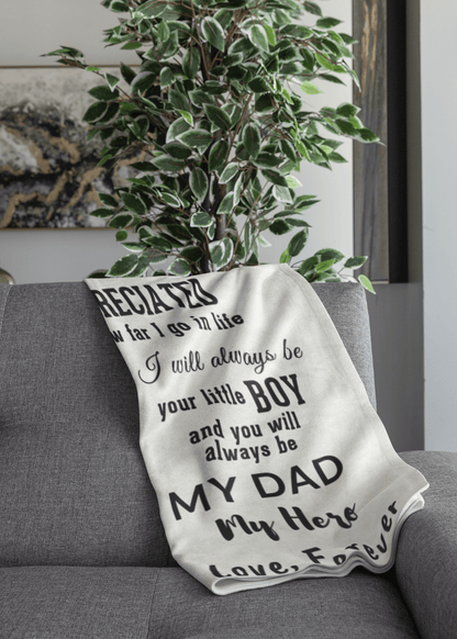 To My Dad -  I Will Always Be Your Little Boy Personalized Jersey Fleece Blanket - Mallard Moon Gift Shop