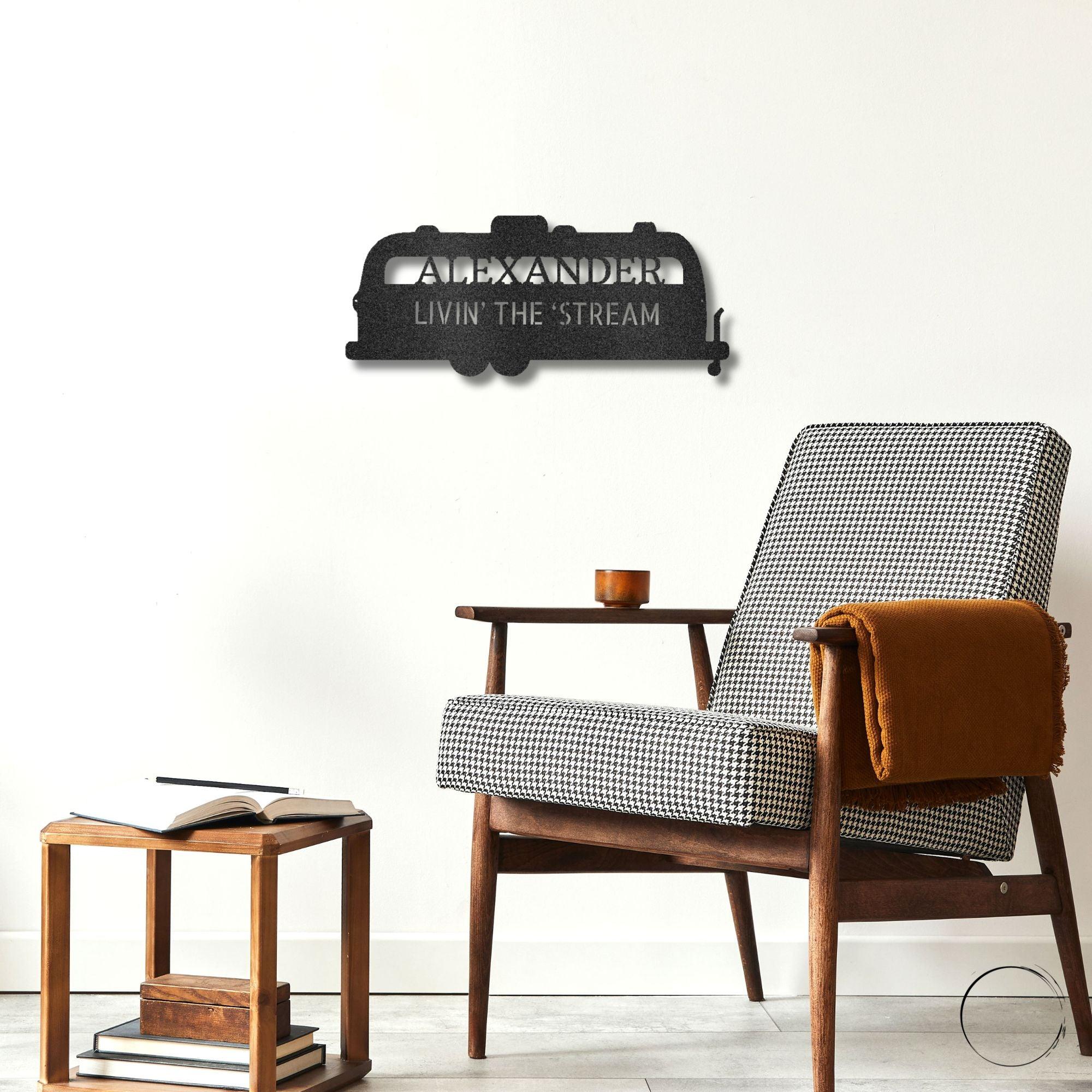 Airstream RV Custom Text Monogram Wall Sign Metal Art - Mallard Moon Gift Shop