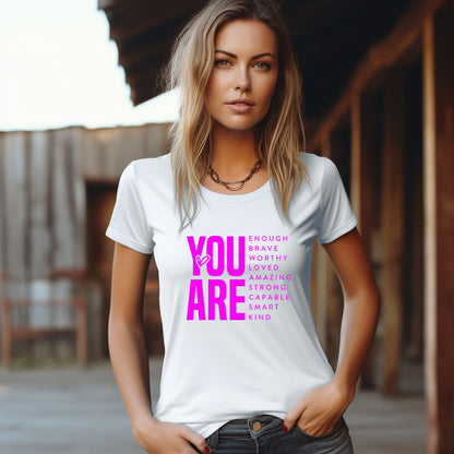 Inspirational Quote T-Shirt for Daughters,Women – You Are Enough, Brave & Loved – Motivational Unisex Tee - Mallard Moon Gift Shop