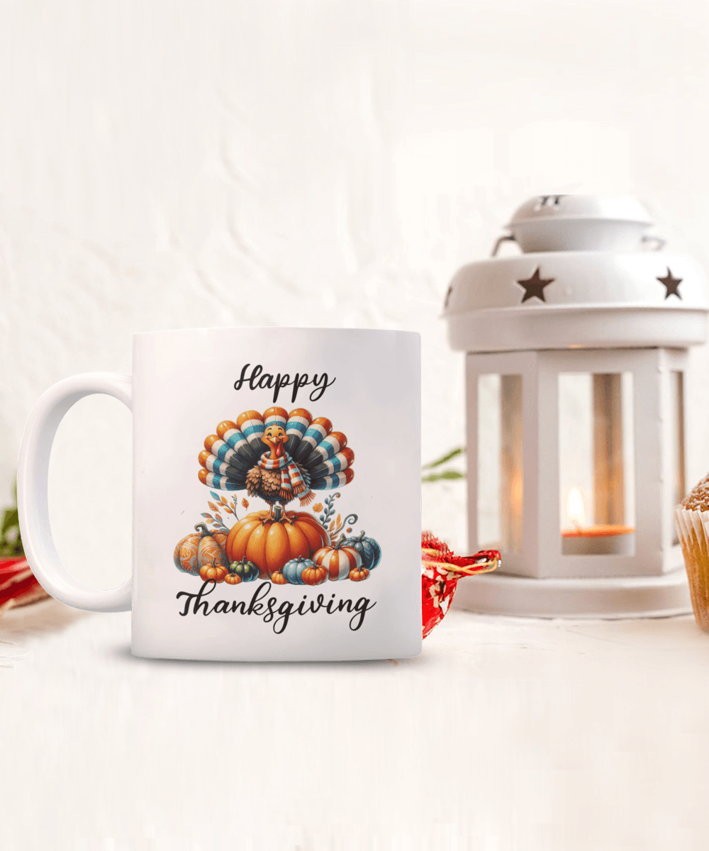 Happy Thanksgiving Ceramic Mug – Perfect for Holiday Cheer! - Mallard Moon Gift Shop