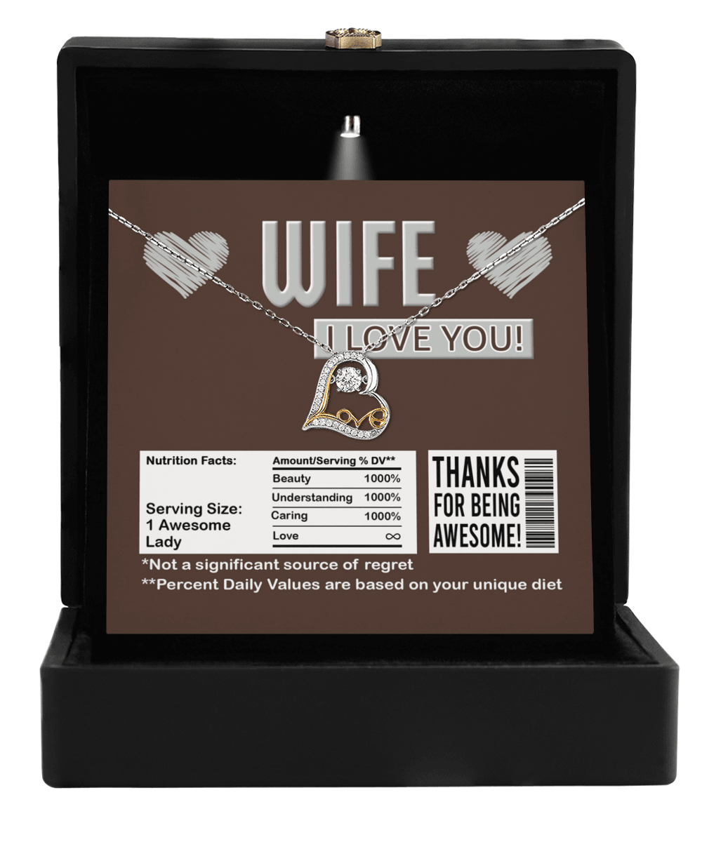 Wife Funny Nutrition Facts Love Heart Pendant Necklace Wedding Anniversary Birthday Valentine Gift From Husband - Mallard Moon Gift Shop