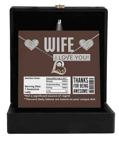 Wife Funny Nutrition Facts Love Heart Pendant Necklace Wedding Anniversary Birthday Valentine Gift From Husband - Mallard Moon Gift Shop