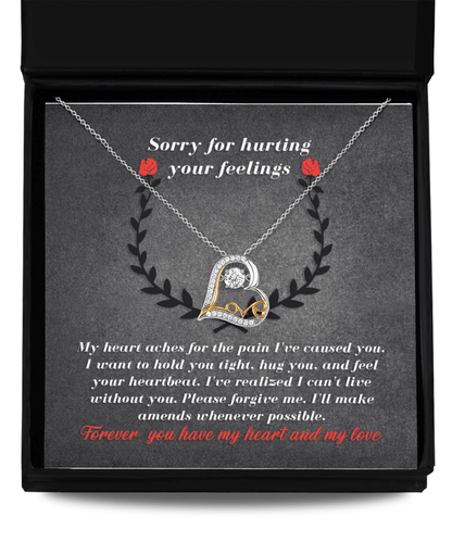 Apology Gift for Girlfriend, Wife, Soulmate - Sorry, Make Amends - Love Dancing Heart Pendant Necklace - Mallard Moon Gift Shop