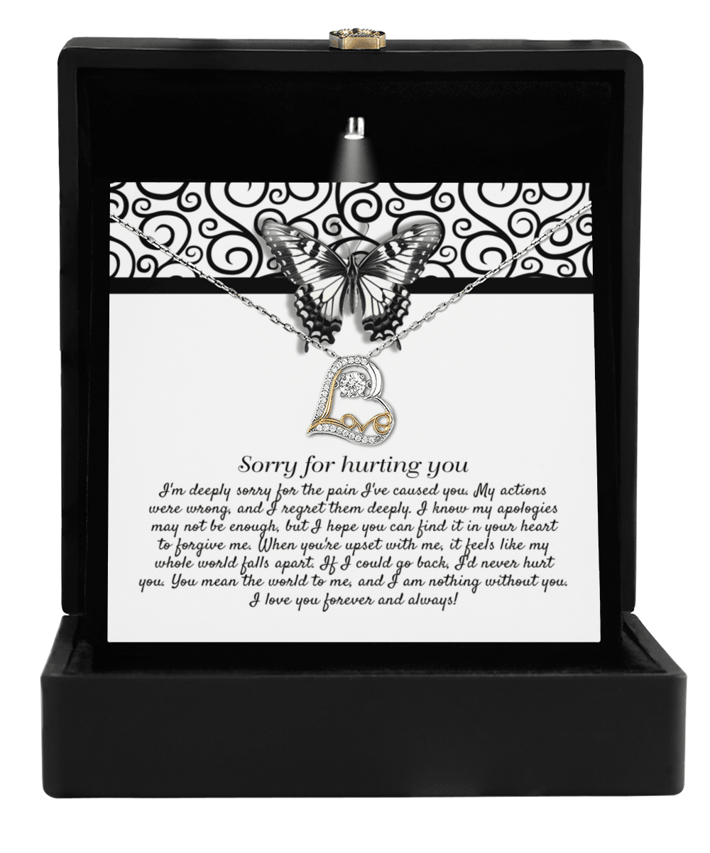 Apology Gift - Sorry for Hurting You - I am Nothing Without You - Love Dancing Heart Pendant Necklace - Mallard Moon Gift Shop