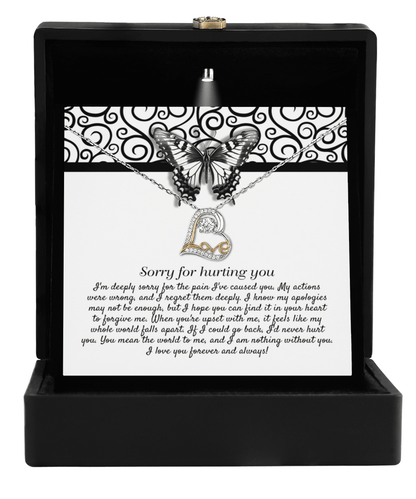Apology Gift - Sorry for Hurting You - I am Nothing Without You - Love Dancing Heart Pendant Necklace - Mallard Moon Gift Shop