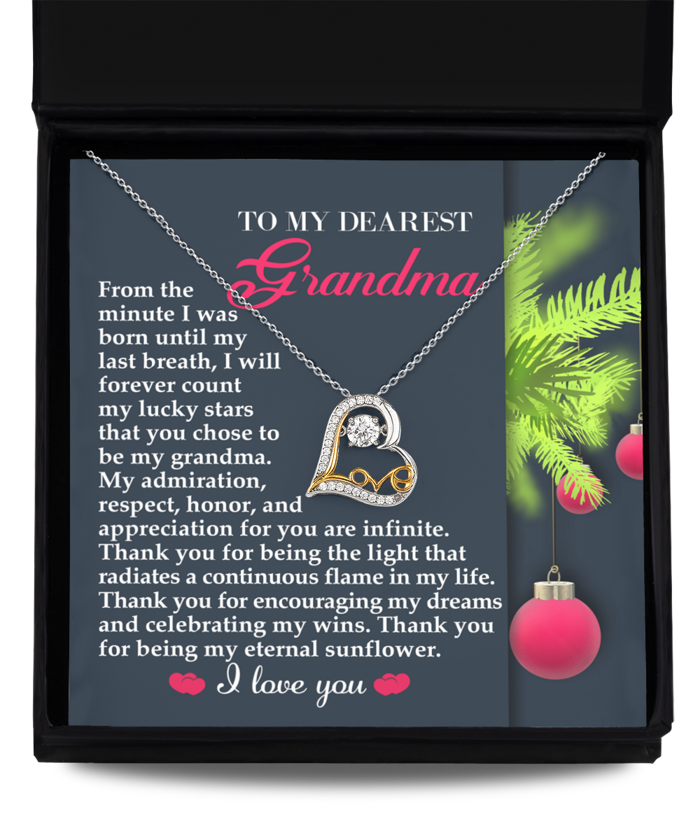To My Dearest Grandma - I Count My Lucky Stars Love Dancing Heart Pendant Necklace - Mallard Moon Gift Shop