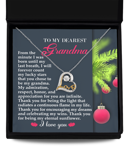 To My Dearest Grandma - I Count My Lucky Stars Love Dancing Heart Pendant Necklace - Mallard Moon Gift Shop