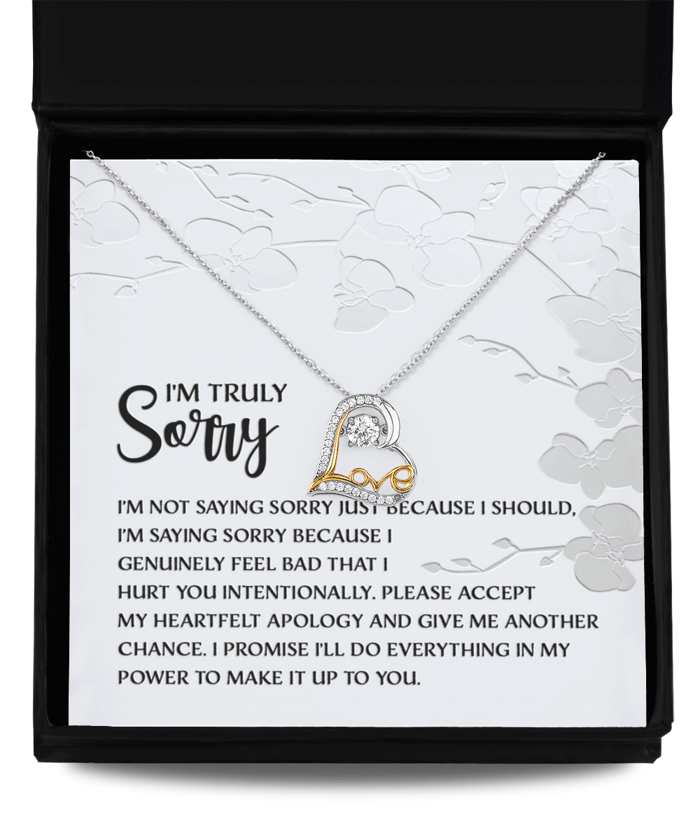 Apology Gift for Girlfriend, Wife, Soulmate - Sorry, Feel Bad - Love Dancing Heart Pendant Necklace - Mallard Moon Gift Shop