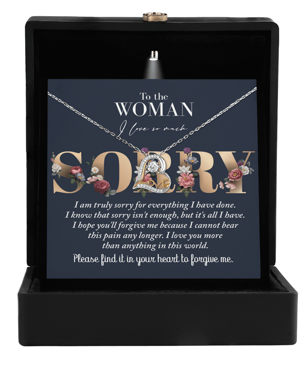 Apology Gift for Girlfriend, Wife, Soulmate - Sorry, Bear This Pain - Love Dancing Heart Pendant Necklace - Mallard Moon Gift Shop