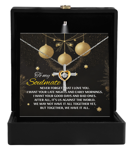 Soulmate, Wife, Girlfriend Romantic Gift - Have It All - Dancing Cross Pendant Necklace - Mallard Moon Gift Shop