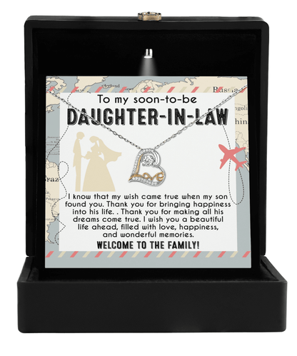 To My Soon-to-be Daughter-in-law Welcome to the Family Wedding Gift Love Dancing Heart Pendant Necklace - Mallard Moon Gift Shop