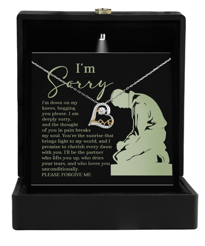 Apology Gift for Girlfriend, Wife, Soulmate - Sorry, On My Knees - Love Dancing Heart Pendant Necklace - Mallard Moon Gift Shop