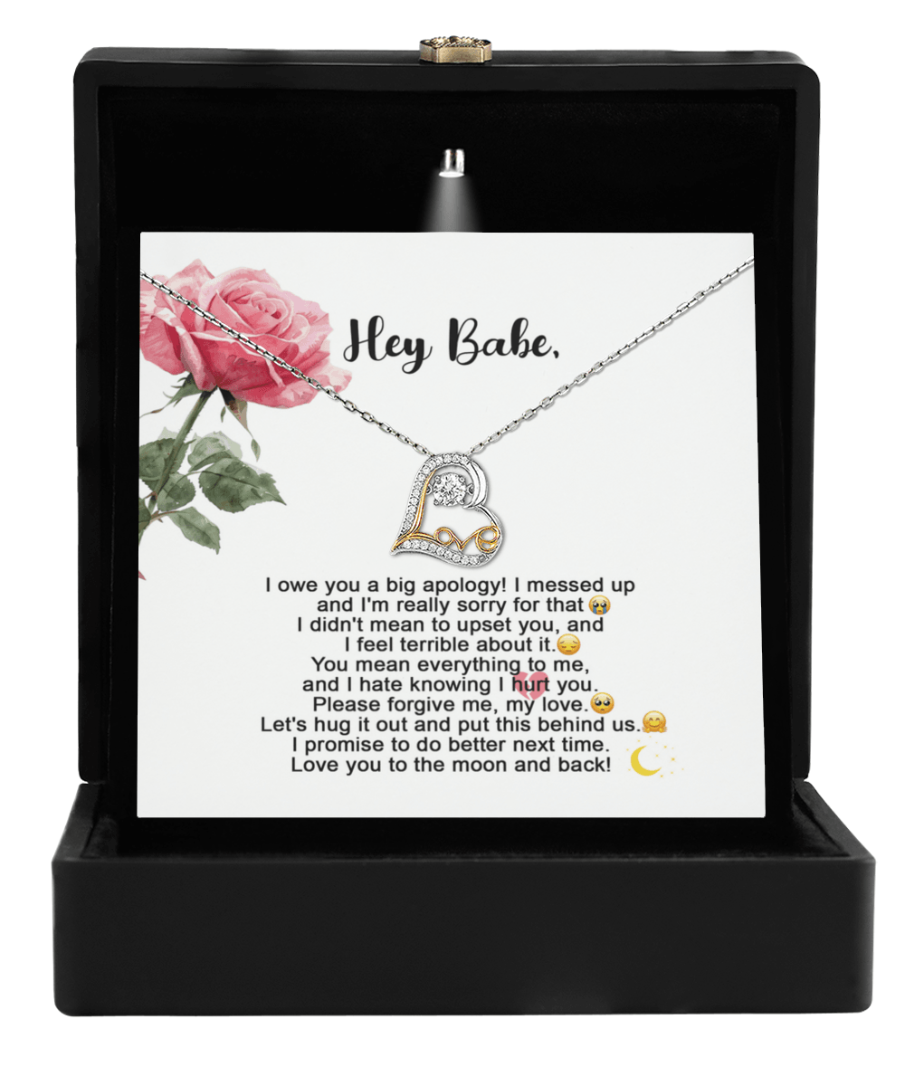 Apology Gift for Her - I'm Sorry, Please Forgive Me, Let's Hug It Out - Love Dancing Heart Pendant Necklace - Mallard Moon Gift Shop