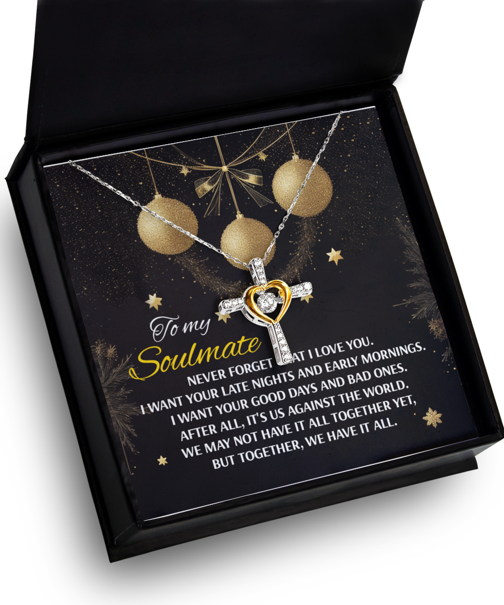 Soulmate, Wife, Girlfriend Romantic Gift - Have It All - Dancing Cross Pendant Necklace - Mallard Moon Gift Shop