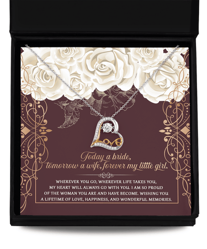 Daughter Wedding Day Gift - Wonderful Memories - Love Dancing Heart Pendant Necklace - Mallard Moon Gift Shop