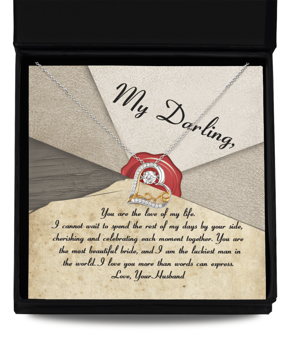 My Darling Bride Love of My Life Love Dancing Heart Pendant Necklace - Mallard Moon Gift Shop