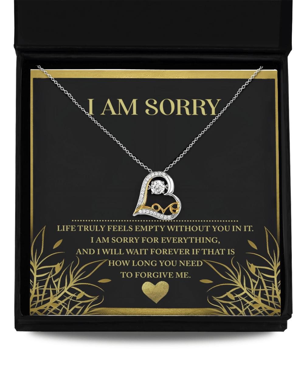 Apology Gift for Girlfriend, Wife, Soulmate - Sorry, Without You - Love Dancing Heart Pendant Necklace - Mallard Moon Gift Shop