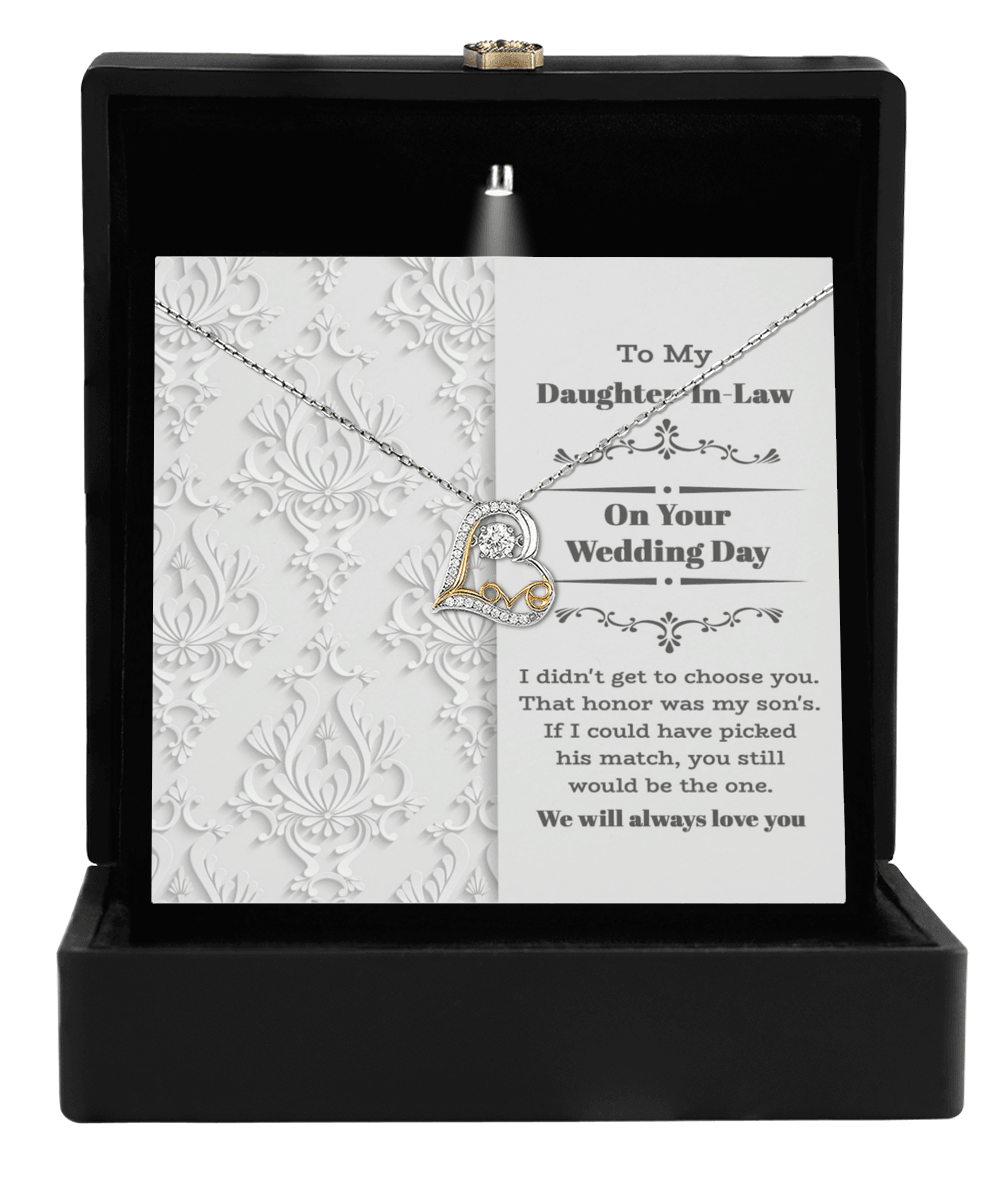 Daughter-in-law - On Your Wedding Day - Love Heart Pendant Necklace Gift for Bride Daughter in Law Jewelry - Mallard Moon Gift Shop