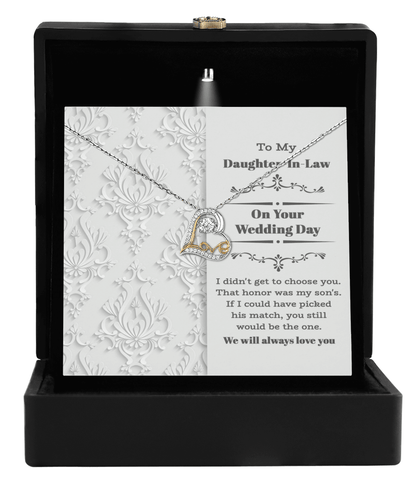 Daughter-in-law - On Your Wedding Day - Love Heart Pendant Necklace Gift for Bride Daughter in Law Jewelry - Mallard Moon Gift Shop