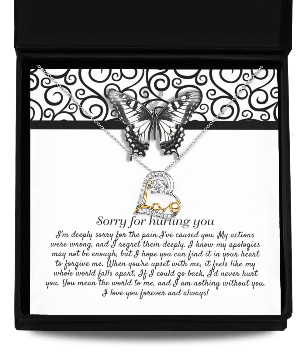 Apology Gift - Sorry for Hurting You - I am Nothing Without You - Love Dancing Heart Pendant Necklace - Mallard Moon Gift Shop