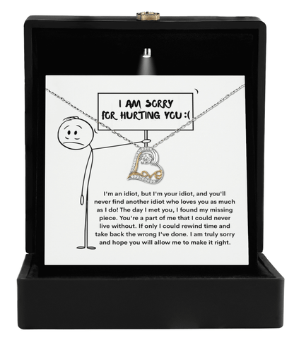 Apology Gift for Girlfriend, Wife, Soulmate - Sorry, Missing Piece - Love Dancing Heart Pendant Necklace - Mallard Moon Gift Shop