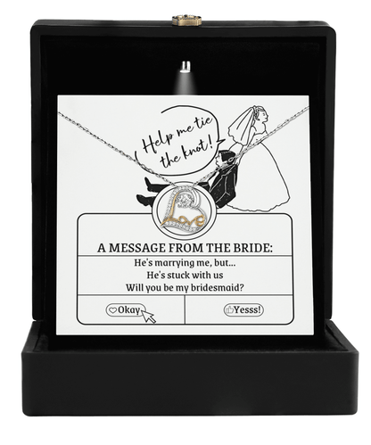 Bridesmaid Proposal Wedding Invite Will You Be My Bridesmaid Love Dancing Heart Pendant Necklace - Mallard Moon Gift Shop