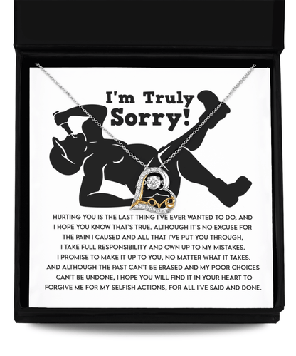 Apology Gift for Girlfriend, Wife, Soulmate - Sorry, Selfish Actions - Love Dancing Heart Pendant Necklace - Mallard Moon Gift Shop