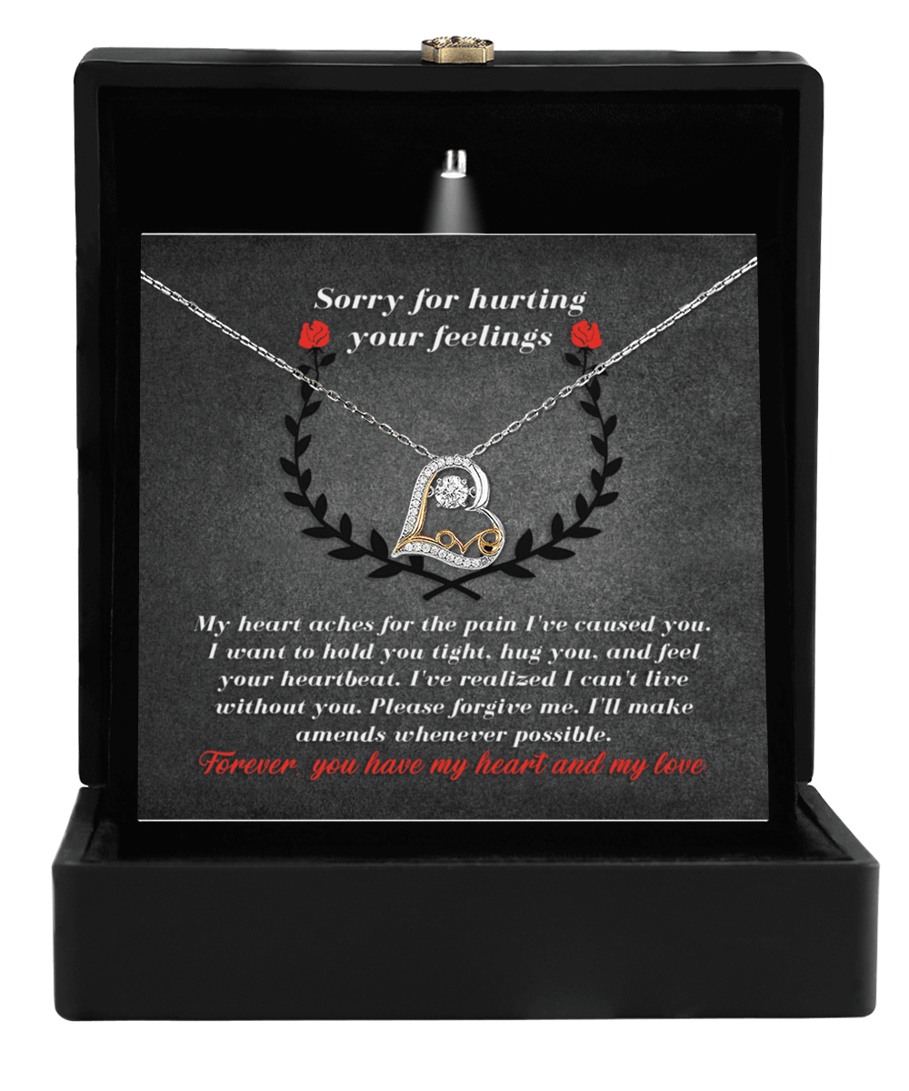 Apology Gift for Girlfriend, Wife, Soulmate - Sorry, Make Amends - Love Dancing Heart Pendant Necklace - Mallard Moon Gift Shop