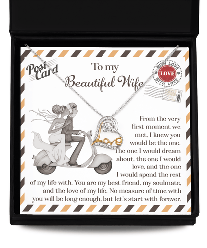 Wife Wedding Gift I Knew You Would Be The One Love Dancing Heart Pendant Necklace Bride Gift from Groom - Mallard Moon Gift Shop